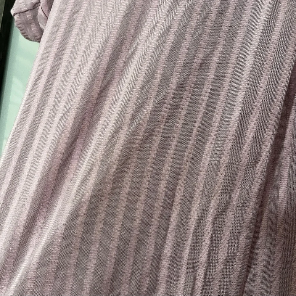 She + Sky Lagenlook Slouchy Oversized Mauve Striped Shirt Johnny Collar NWT L - Picture 3 of 7